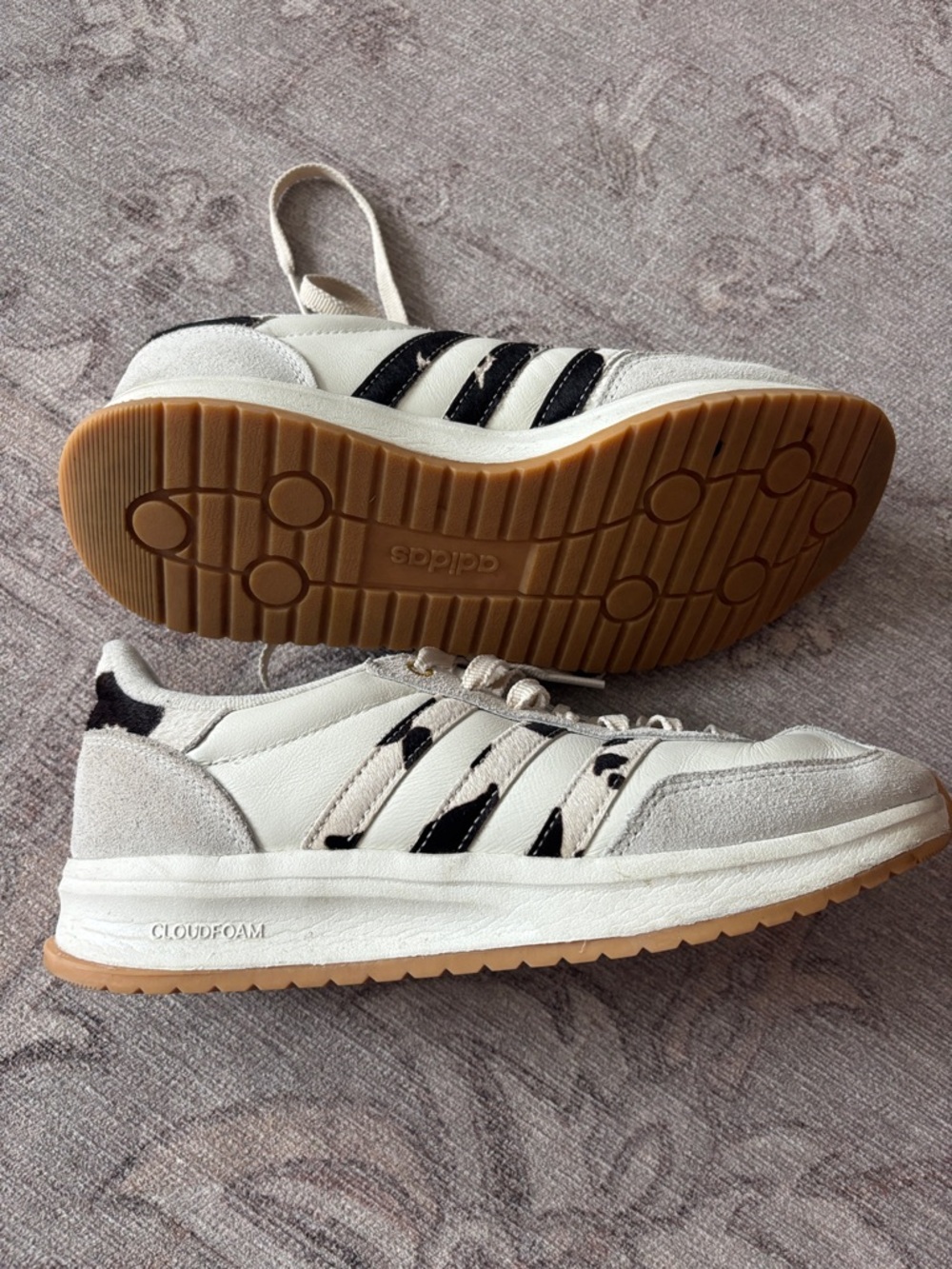 Women's Adidas Cow Print Sneakers - Picture 5 of 5